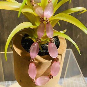 Borealis Pink Glass Beaded Bracelet